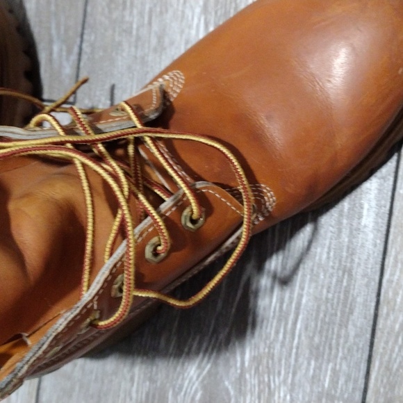 Timberland mens iconic brown and orange leather boots. size 7 - Picture 7 of 16
